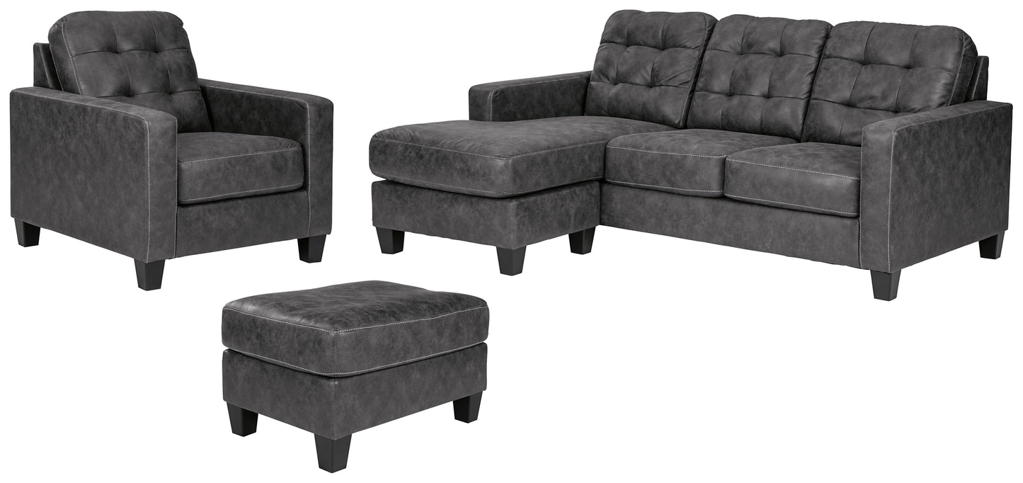 Venaldi Sofa Chaise, Chair, and Ottoman