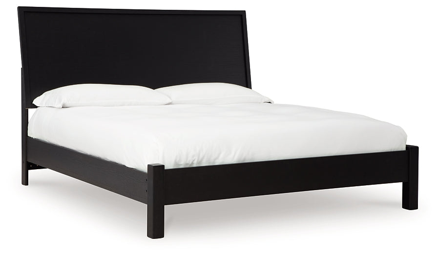 Danziar King Panel Bed with Mirrored Dresser and 2 Nightstands