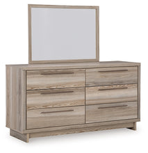 Load image into Gallery viewer, Hasbrick King Panel Headboard with Mirrored Dresser, Chest and Nightstand
