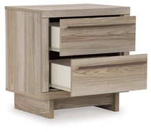 Load image into Gallery viewer, Hasbrick King Panel Headboard with Mirrored Dresser and 2 Nightstands
