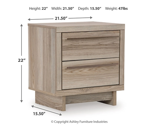 Hasbrick Queen Panel Bed with Mirrored Dresser, Chest and 2 Nightstands