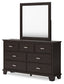 Covetown California King Panel Bed with Mirrored Dresser, Chest and 2 Nightstands