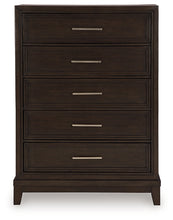 Load image into Gallery viewer, Neymorton Queen Upholstered Panel Bed with Mirrored Dresser, Chest and Nightstand
