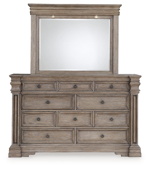 Blairhurst King Panel Bed with Mirrored Dresser, Chest and 2 Nightstands