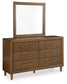 Lyncott King Upholstered Bed with Mirrored Dresser and Nightstand