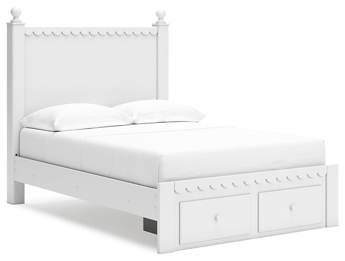 Mollviney Full Panel Storage Bed with Mirrored Dresser and Nightstand