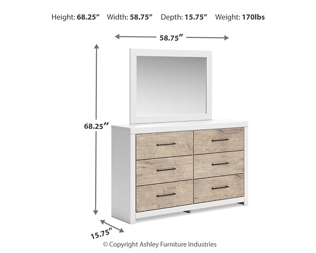 Charbitt Full Panel Bed with Mirrored Dresser and Chest