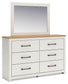 Linnocreek Queen Panel Headboard with Mirrored Dresser