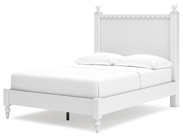 Mollviney Full Panel Bed with Mirrored Dresser and 2 Nightstands