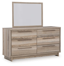 Load image into Gallery viewer, Hasbrick Queen Panel Bed with Mirrored Dresser, Chest and Nightstand
