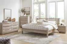 Load image into Gallery viewer, Hasbrick Queen Panel Headboard with Mirrored Dresser and 2 Nightstands
