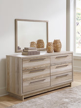 Load image into Gallery viewer, Hasbrick King Panel Headboard with Mirrored Dresser and Nightstand
