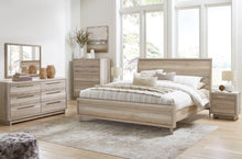 Load image into Gallery viewer, Hasbrick King Panel Headboard with Mirrored Dresser, Chest and 2 Nightstands
