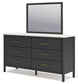 Cadmori King Upholstered Bed with Mirrored Dresser and 2 Nightstands