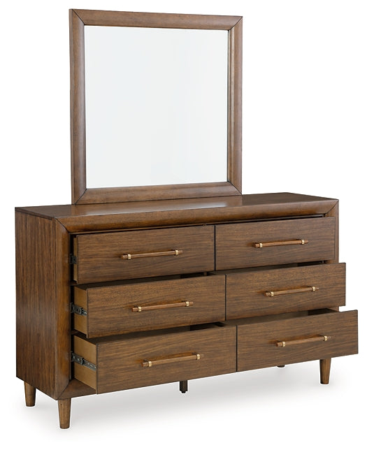 Lyncott Queen Upholstered Bed with Mirrored Dresser, Chest and Nightstand