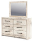 Lawroy King Panel Bed with Mirrored Dresser, Chest and Nightstand