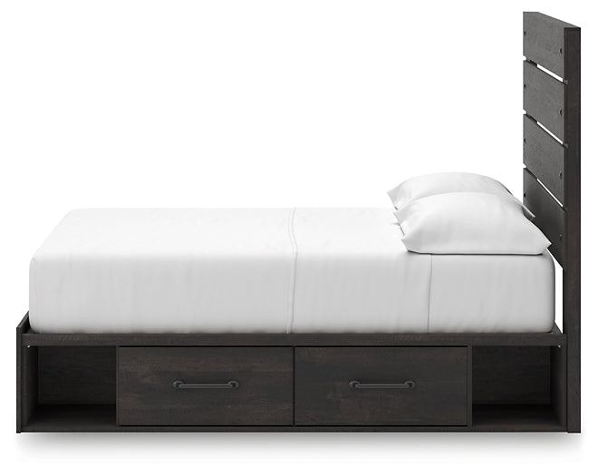 Hollivern Full Panel Bed with Storage with Mirrored Dresser