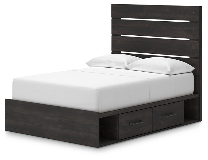 Hollivern Full Panel Bed with Storage with Mirrored Dresser, Chest and Nightstand