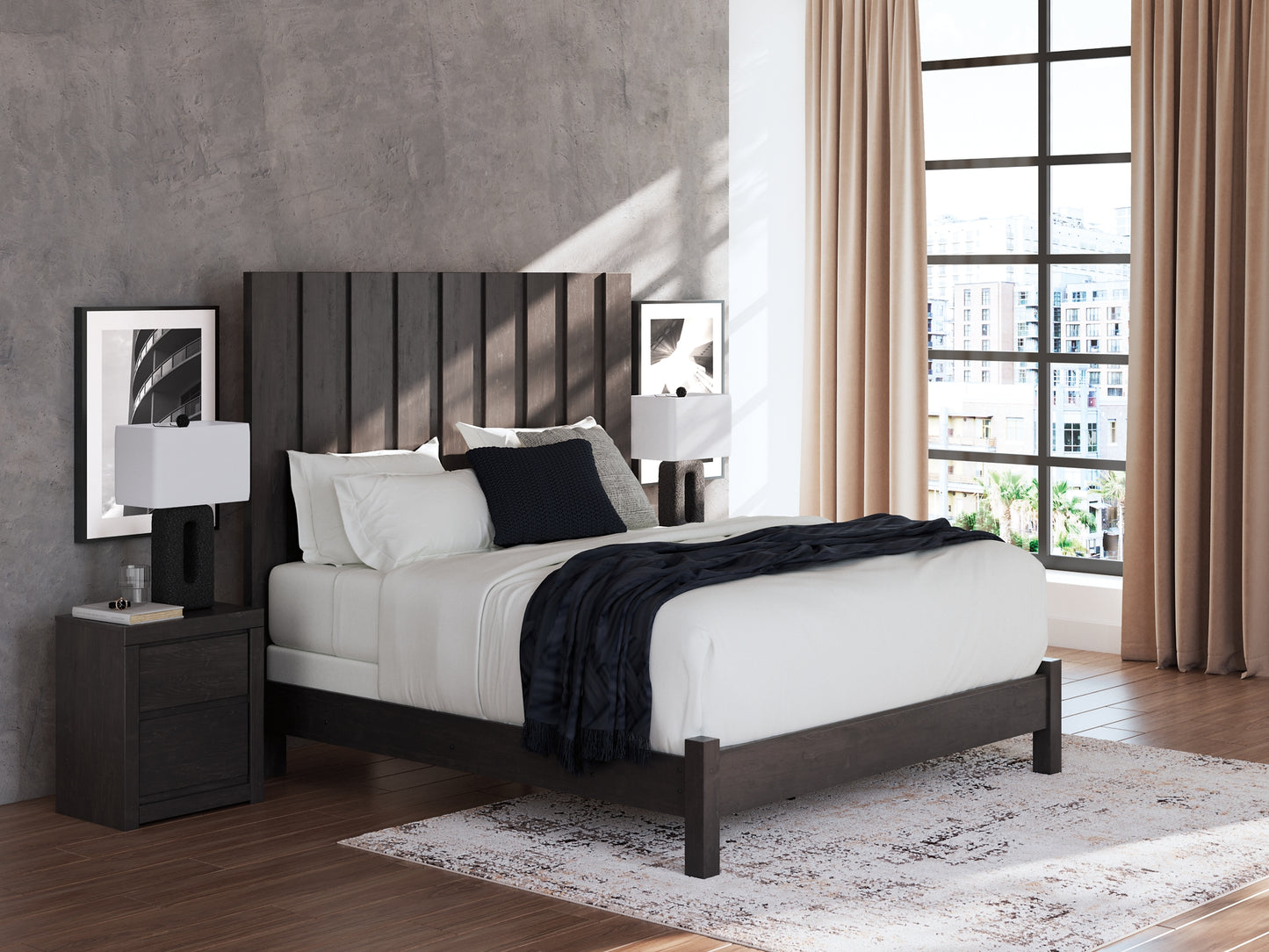 Fraluna King Panel Bed, Dresser, Mirror and Nightstand