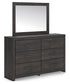 Hollivern Full Panel Bed with Mirrored Dresser, Chest and Nightstand