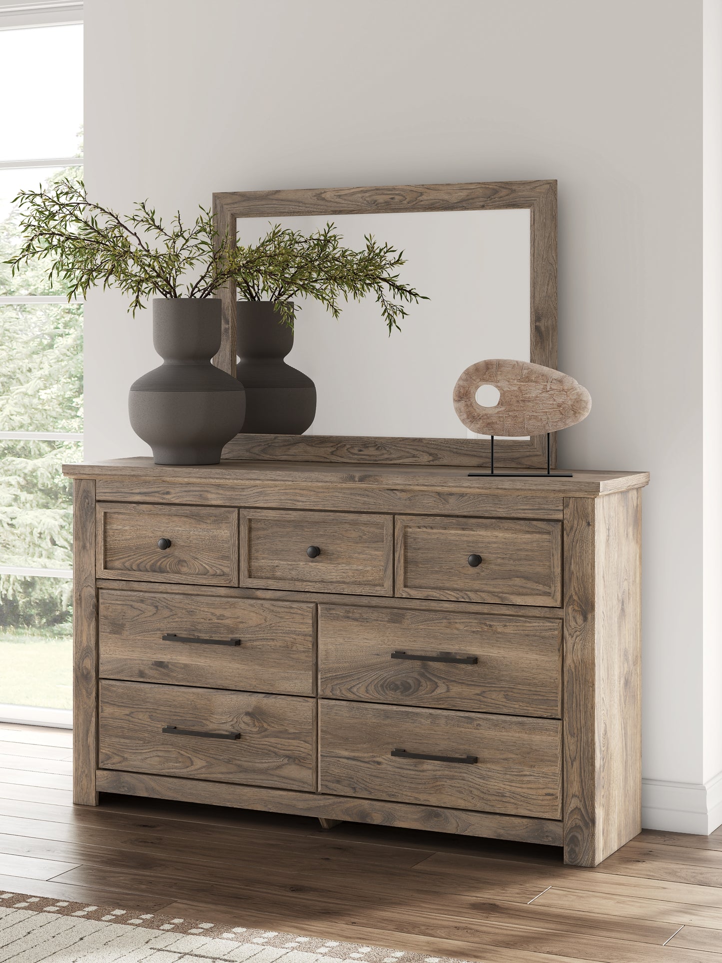 Rusticott King Poster Bed, Dresser and Mirror