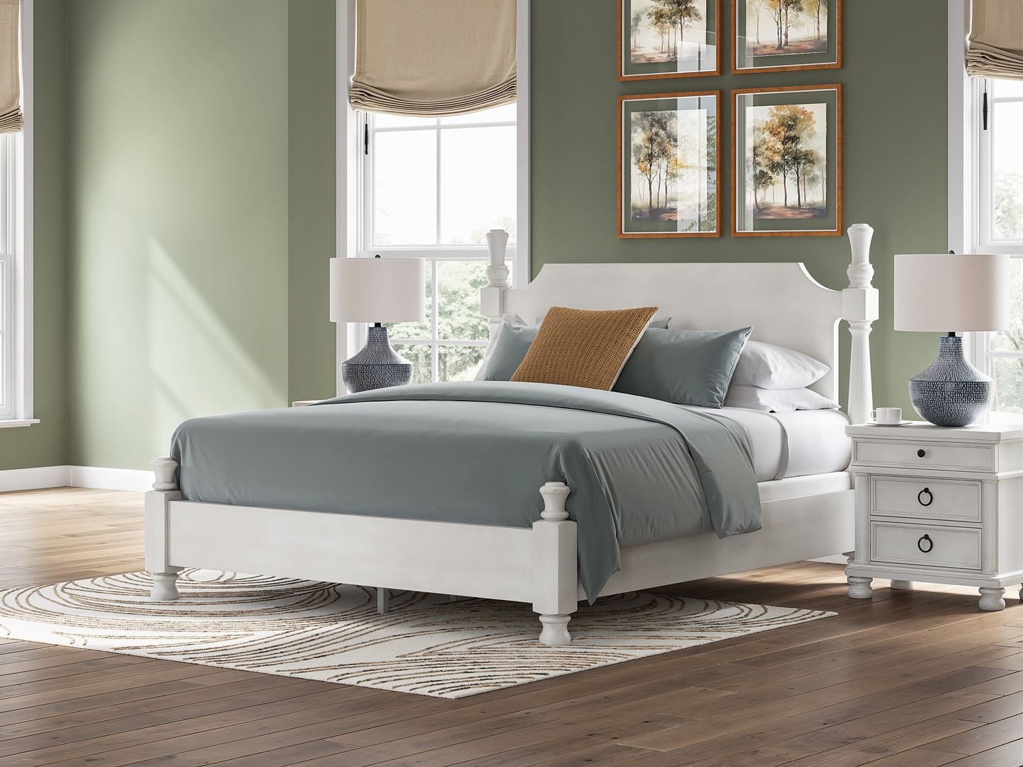 Rowlenstown King Poster Bed, Dresser, Mirror and Nightstand