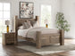 Rusticott Queen Poster Bed with Mirrored Dresser and Nightstand