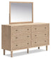 Cielden King Upholstered Bed with Roll Slats, Dresser, Mirror and Nightstand