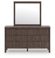 Pamytta Twin Upholstered Panel Platform Bed, Dresser, Mirror and Nightstand