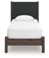 Pamytta Twin Upholstered Panel Platform Bed, Dresser, Mirror and Nightstand