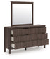Pamytta Twin Upholstered Panel Bed, Dresser and Mirror