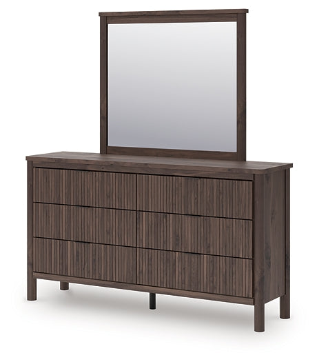 Pamytta Full Upholstered Panel Bed, Dresser and Mirror