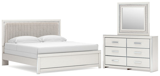 Zuraleus King Upholstered Panel Bed, Dresser and Mirror