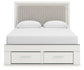 Zuraleus Queen Upholstered Panel Platform Storage Bed, Dresser, Mirror and Nightstand