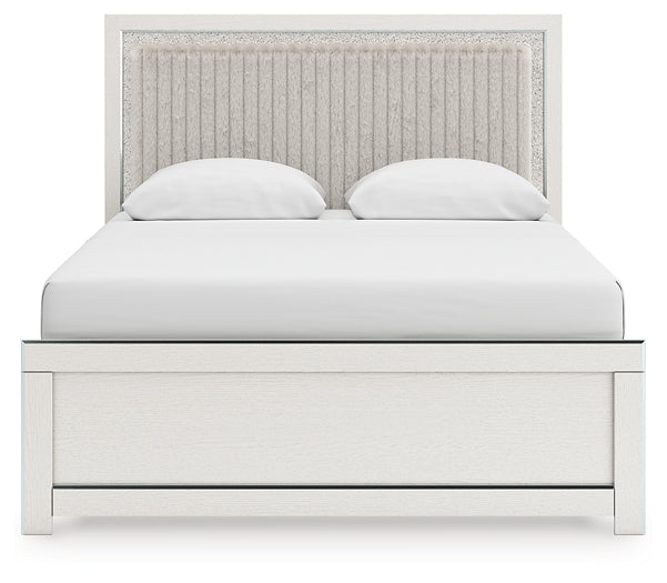 Zuraleus Queen Upholstered Panel Bed, Dresser and Mirror