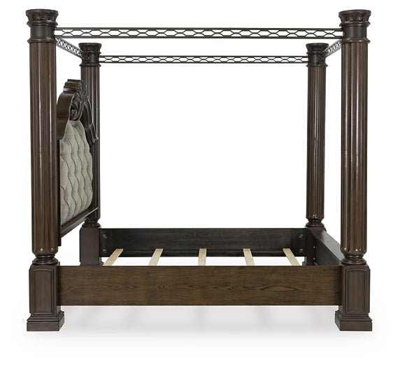 Maylee Queen Canopy Bed, Dresser and Mirror