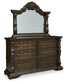 Maylee Queen Canopy Bed, Dresser, Mirror, Chest and Nightstand