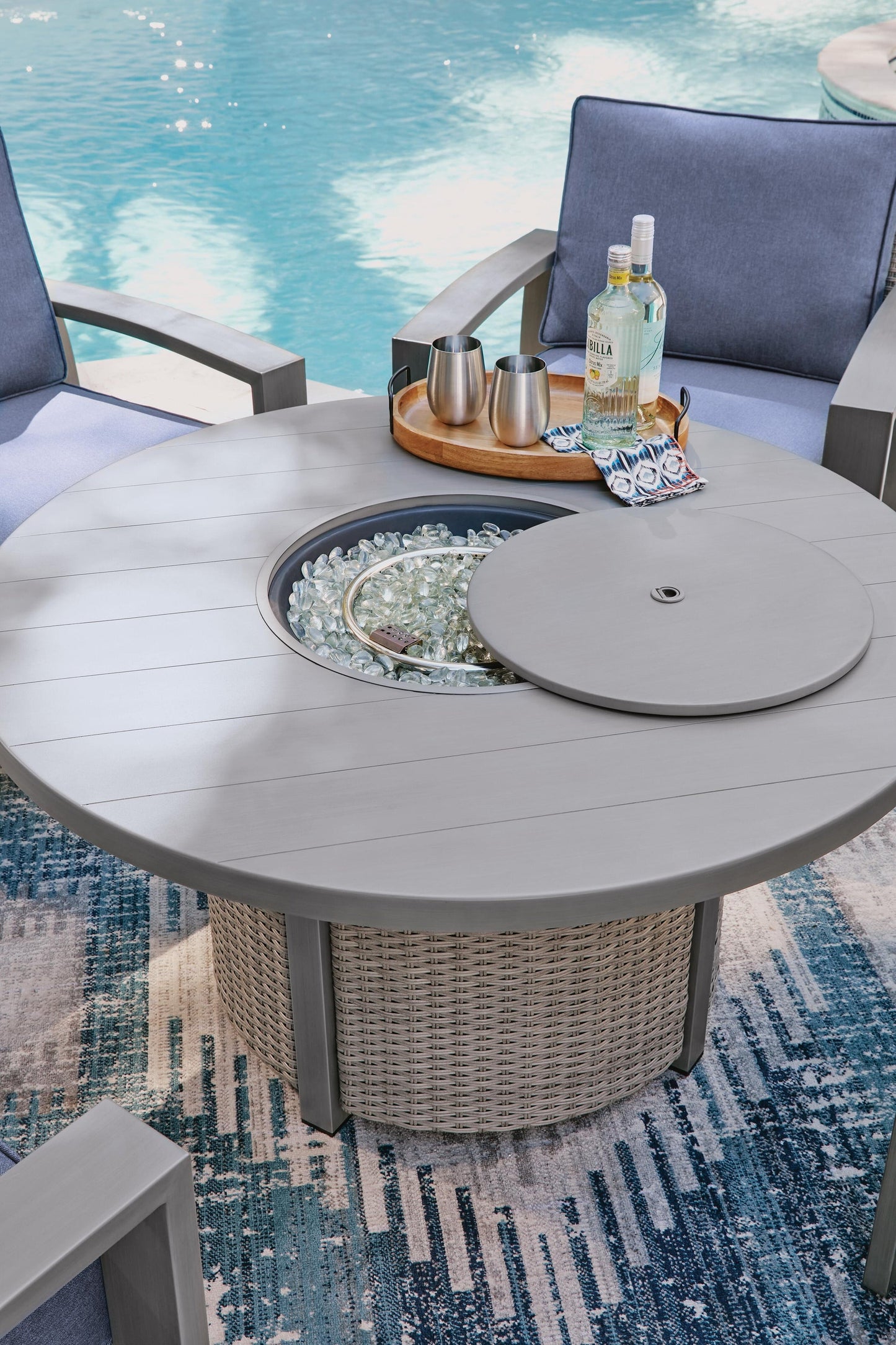 Half Moon Beach Round Fire Pit Table
