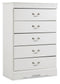 Anarasia Twin Sleigh Headboard, Dresser, Mirror, Chest and Nightstand