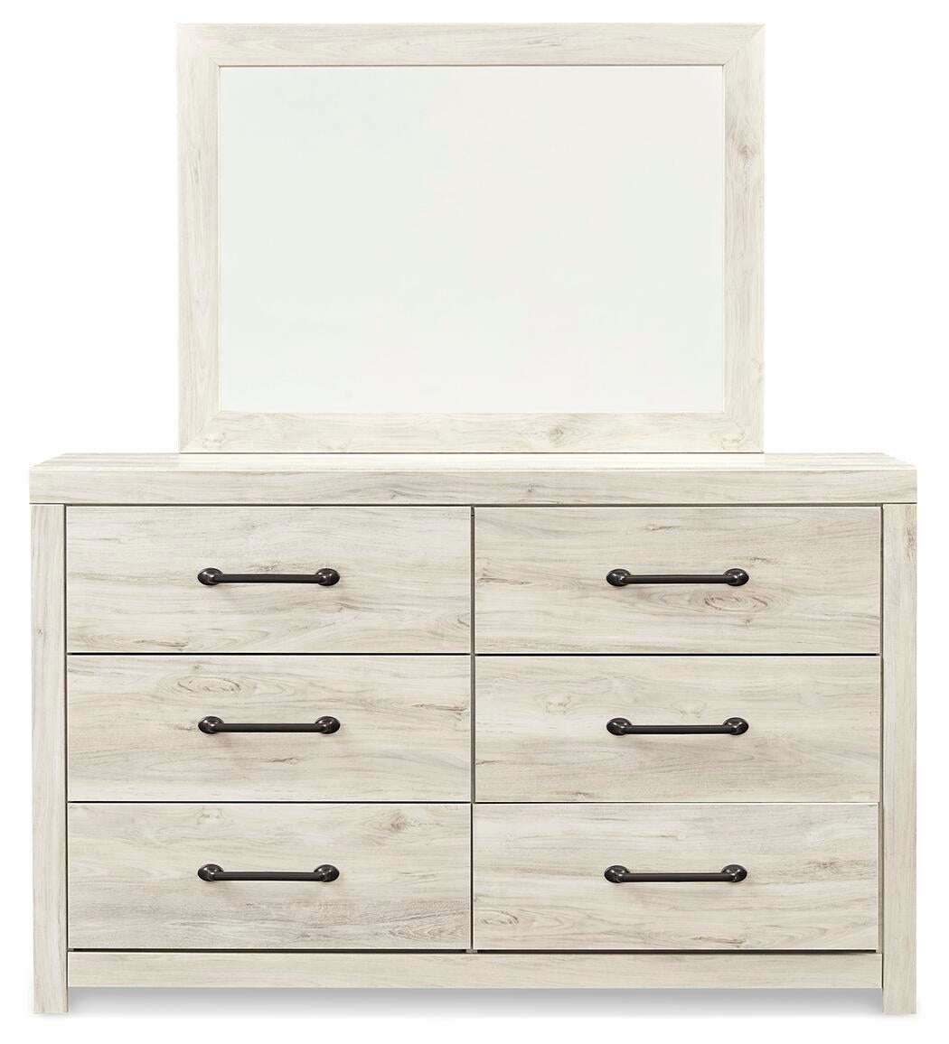 Cambeck Twin Panel Bed with 4 Storage Drawers with Mirrored Dresser