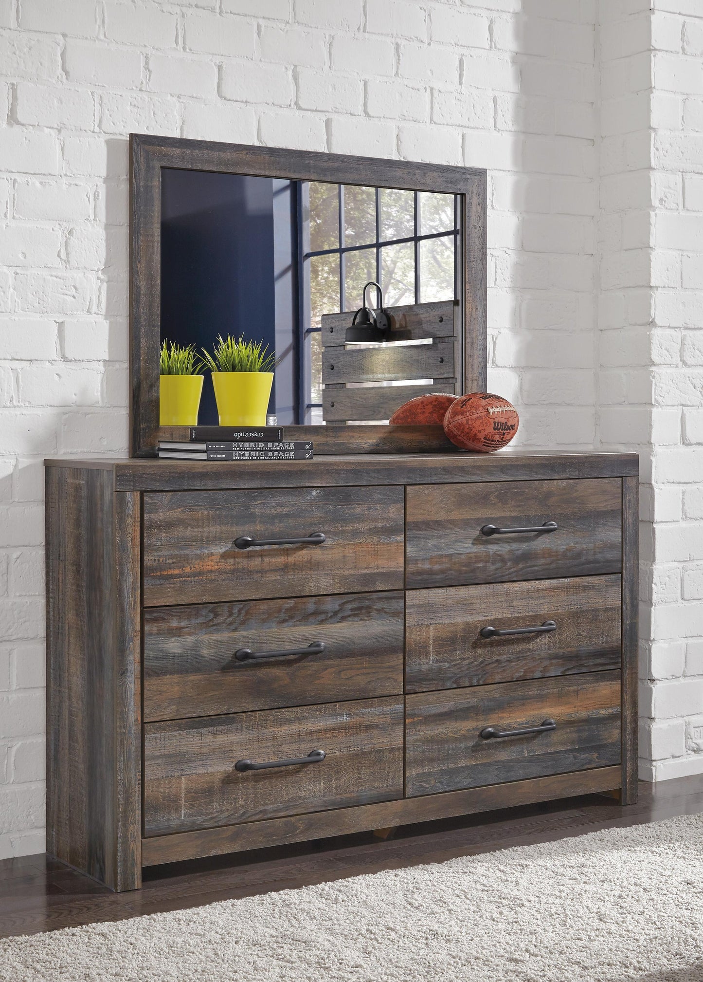 Drystan Full Panel Bed with 4 Storage Drawers, Dresser, Mirror, Chest and Nightstand