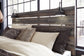 Drystan Queen Panel Bed with 2 Storage Drawers with Mirrored Dresser