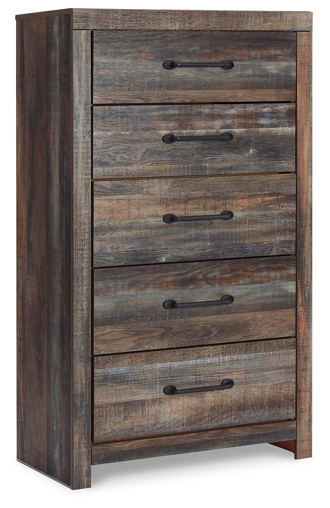 Drystan Queen Bookcase Bed, Dresser, Mirror, Chest and Nightstand