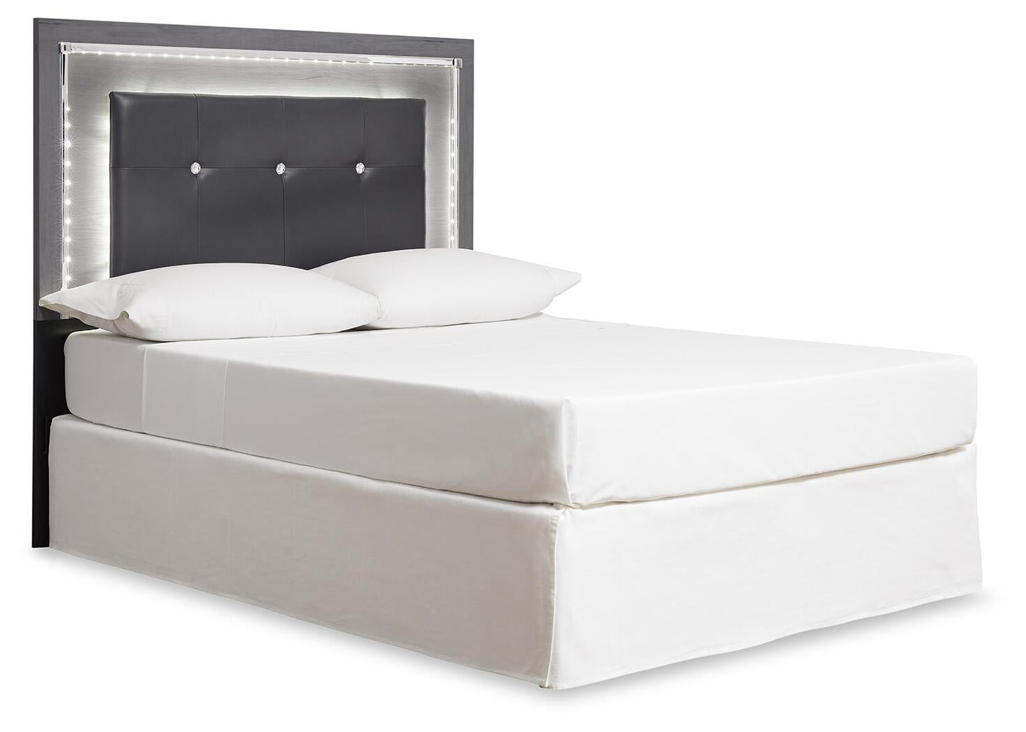 Lodanna Full Upholstered Panel Headboard Bed with Mirrored Dresser, Chest and Nightstand