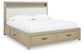 Calmoro Queen Bookcase Bed with Mirrored Dresser and Nightstand