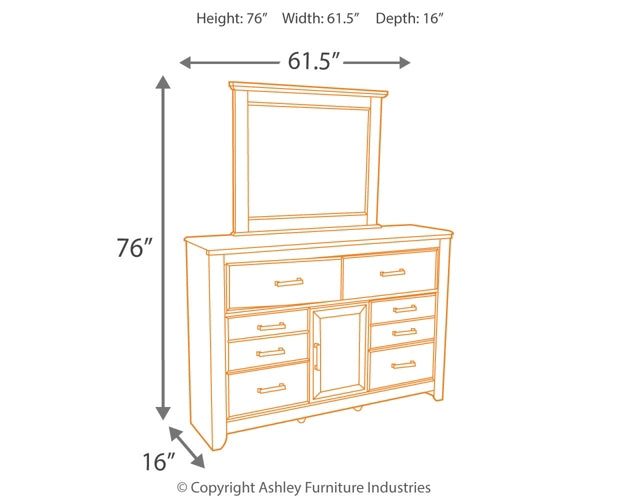 Juararo King Poster Bed with Mirrored Dresser and 2 Nightstands