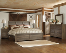 Load image into Gallery viewer, Juararo California King Panel Bed with Mirrored Dresser
