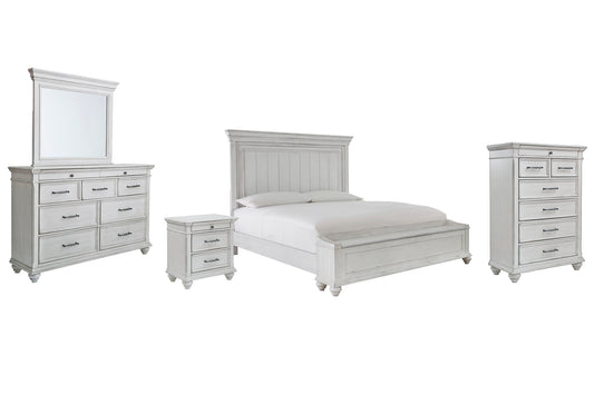 Kanwyn King Panel Bed with Storage with Mirrored Dresser, Chest and Nightstand