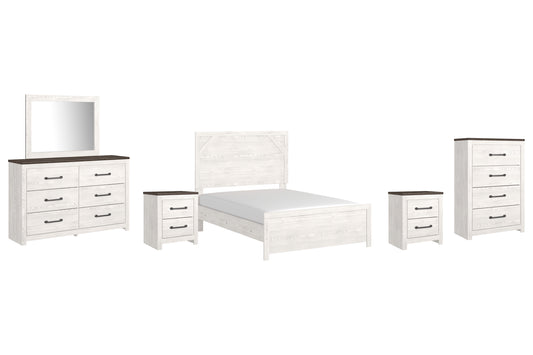 Gerridan Full Panel Bed with Mirrored Dresser, Chest and 2 Nightstands