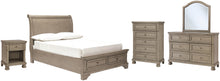 Load image into Gallery viewer, Lettner Full Sleigh Bed with Mirrored Dresser, Chest and Nightstand
